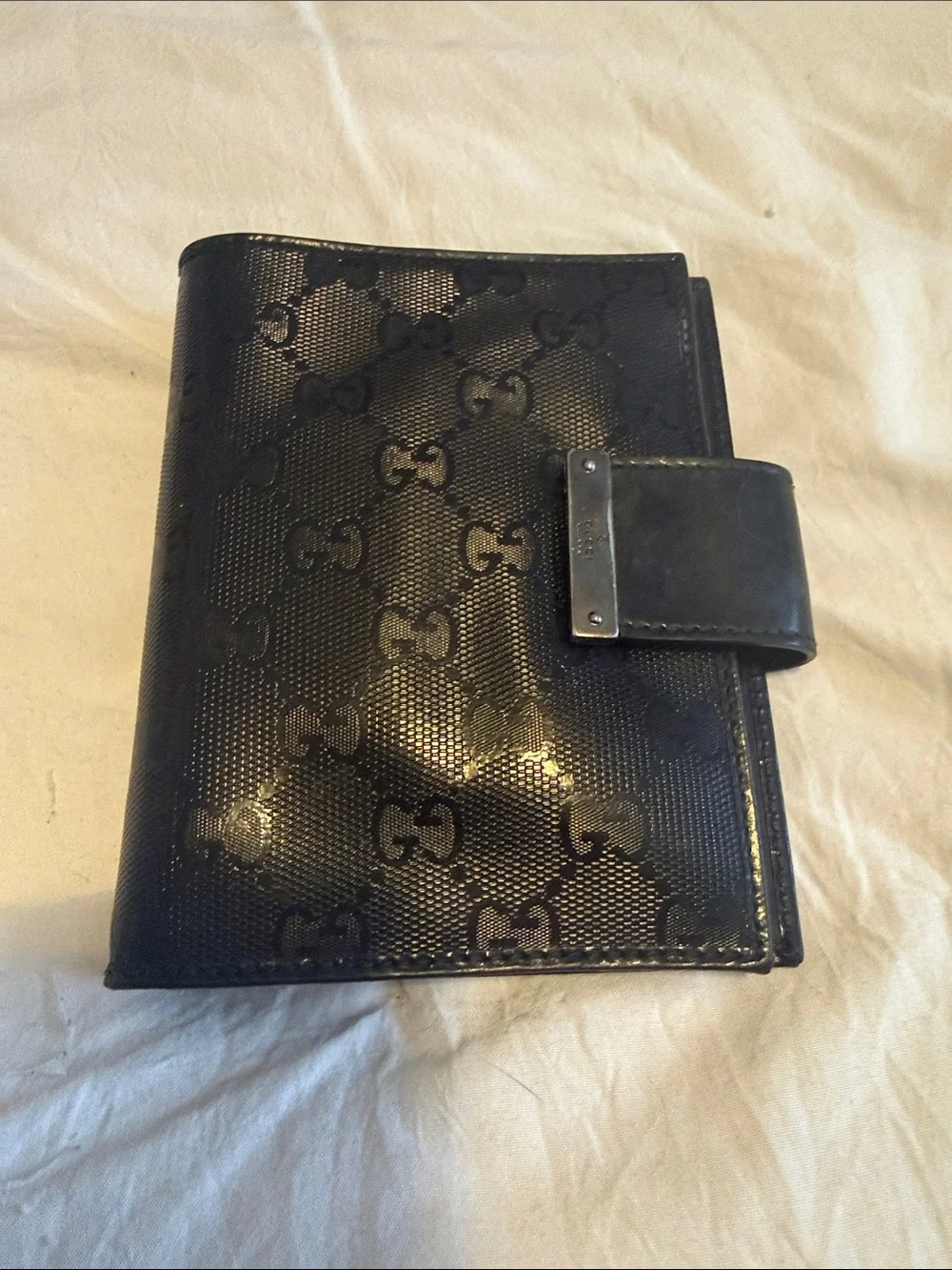 Gucci Black GG Monogram Agenda with COA